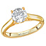 Romance High polished 14kt yellow gold semi-mount solitaire engagement ring.  This setting will accommodate a 6.5mm round diamond, sold separately.