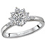 Romance This 14kt white gold semi-mount engagement ring has a stunning half halo of round diamonds with additional accent diamonds on either side of the center setting that will accommodate a 6.5mm round diamond. (D 1/4 carat total weight)