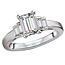 Romance This beautiful 14kt white gold semi-mount engagement ring features sparkling baguette diamonds beside a setting that will accommodate a 7x5mm emerald cut diamond of your choosing. (D 1/3 carat weight)