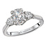 Romance This engagement ring wraps your finger in high polished 14kt white gold with a 3-stone setting that will accommodate an oval 7.5x5.5mm diamond center. (D 1/3 carat total weight)