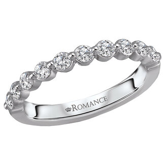 Romance This is a matching wedding band created with round faceted diamonds set in high polished 14kt white gold. (D 1/2 carat total weight)