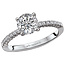 Romance This semi-mount engagement ring showcases round sparkling diamonds set in high polished 14kt white gold with a peg head setting that will accommodate a 6.5mm round diamond. (D 1/8 carat total weight)
