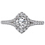 Romance This beautiful semi-mount ring has a setting that will accommodate a 1/2 carat round diamond, surrounded by a halo and lined shaft of more sparkling round diamonds.  All set in pollished 14kt white gold. (D 1/3 carat total weight)