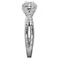 Romance Round faceted diamonds outline this square halo bridal ring with braided shank created in high polished 14k white gold. (D 1/2 carat total weight) This includes the 1/5ct princess diamond center.