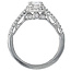 Romance Halo Diamond Ring in 14kt White Gold. (D 1/5 carat total weight) This item is a SEMI-MOUNT and it comes with NO CENTER STONE as shown but it will accommodate a 4.3mm cushion center stone.