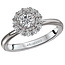 Romance Halo Diamond Ring in 14kt White Gold. (D 1/3 carat total weight) This item is a SEMI-MOUNT and it comes with NO CENTER STONE as shown but it will accommodate a 4.6-5.2mm round center stone.