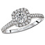 Romance Cushion Style Diamond Halo Ring in 14kt White Gold. (D 1/3 carat total weight) This item is a SEMI-MOUNT and it comes with NO CENTER STONE as shown but it will accommodate a 4.8-5.2mm round center stone.
