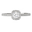 Romance Round Halo Diamond Ring in 14kt White Gold. (D 5/8 carat total weight; includes D 3/8 round center stonE)