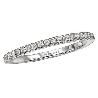 Romance This is a matching wedding band with round faceted diamonds set in 14kt white gold. (D 1/6 carat total weight)