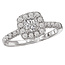 Romance Cushion Style Halo Diamond Ring in 14kt White Gold. (D 3/4 carat total weight; includes D.3/8 cushion cut center stone)