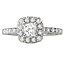 Romance Cushion Style Halo Diamond Ring in 14kt White Gold. (D 3/4 carat total weight; includes D.3/8 cushion cut center stone)