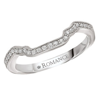 Romance 14kt White Gold Matching Wedding Band with Milgrain Detail. (D.1/7 carat total weight)
