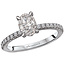 Romance Gorgeous french pave diamond ring crafted high polished 14kt white gold with a fancy peg head center.  (D 1/5 carat total weight) This ring is a SEMI-MOUNT and it comes with NO CENTER STONE as shown but it will accommodate a 7.5x5.5mm oval center stone.