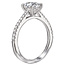 Romance Classic Diamond Ring in 14kt White Gold with a Fancy Peg Head (D 1/7 carat total weight) This item is a SEMI-MOUNT and it comes with NO CENTER STONE as shown but it will accommodate a 6.5mm round center stone.