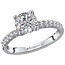 Romance Beautifully crafted from 14kt white gold, this semi mount engagement ring can accommodate a round 6.5mm stone of your choice and is surrounded by brilliant cut sparkling diamonds. (D 1/5 carat total weight)