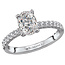 Romance Beautifully crafted from 14kt white gold, this semi mount engagement ring can accommodate an oval 6.5mm stone of your choice and is surrounded by brilliant cut sparkling diamonds. (D 1/5 carat total weight)