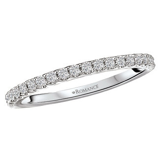 Romance This wedding band has 23 round diamonds set in 14kt white gold.  (D 1/3 carat total weight)