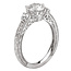 Romance Diamond Ring in 14kt White Gold with Scroll Detail. (D. 1/5 carat total weight) This item is a SEMI-MOUNT and it comes with NO CENTER STONE as shown but it will accommodate a 6.5mm round center stone.