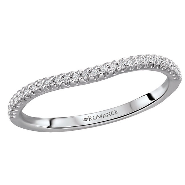 Romance Curved Matching Diamond Wedding Band in 14kt White Gold. (D 1/6 carat total weight)