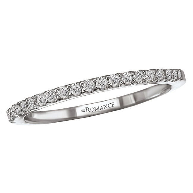 Romance Matching Round Diamond Wedding Band in 14kt White Gold. (D 1/6 carat total weight)