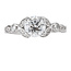 Romance Floral Design Round Diamond Ring in 14kt White Gold. (D 1/5 carat total weight) This item is a SEMI-MOUNT and it comes with NO CENTER STONE as shown but it will accommodate a 6.5mm round center stone. Basket peg head