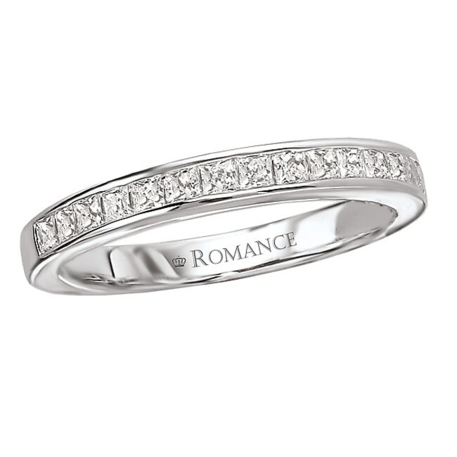 Romance Princess-Cut Channel Set Diamond Wedding Band in 14kt White Gold.  (D.1/2 carat total weight)