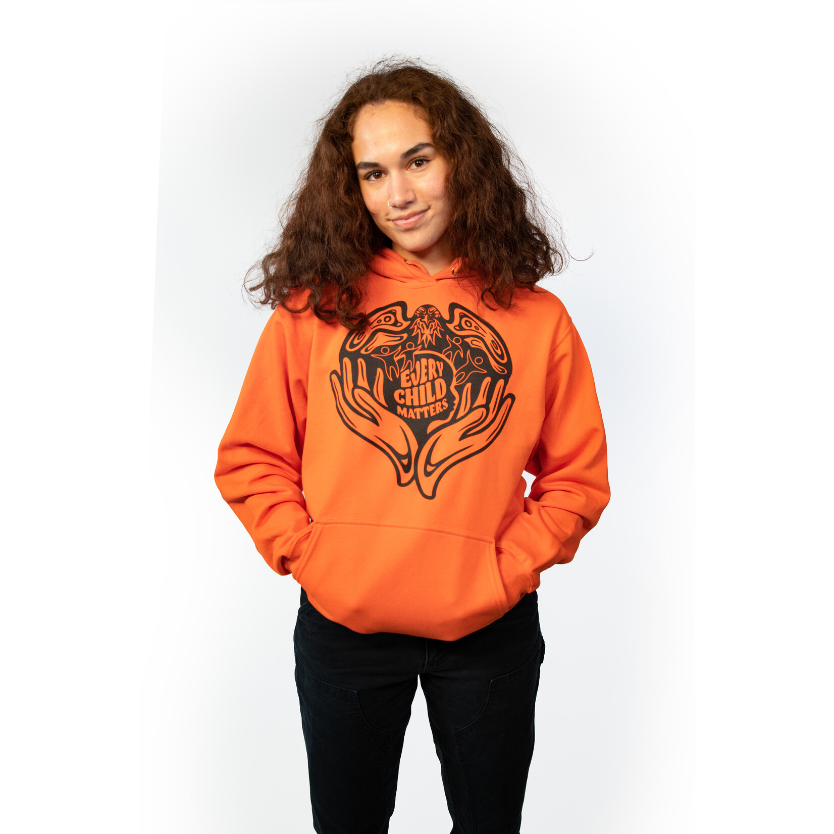 Every Child Matters Orange Hoodie hands