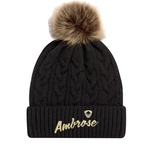 Faux fur pom knit toque