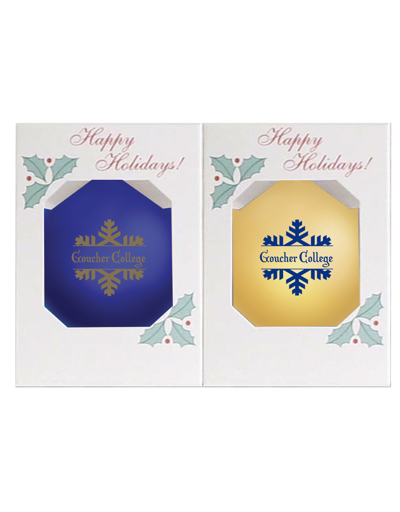 Jardine Shatterproof "Goucher Snowflake" Christmas Ornament 2-Pack Royal/Gold