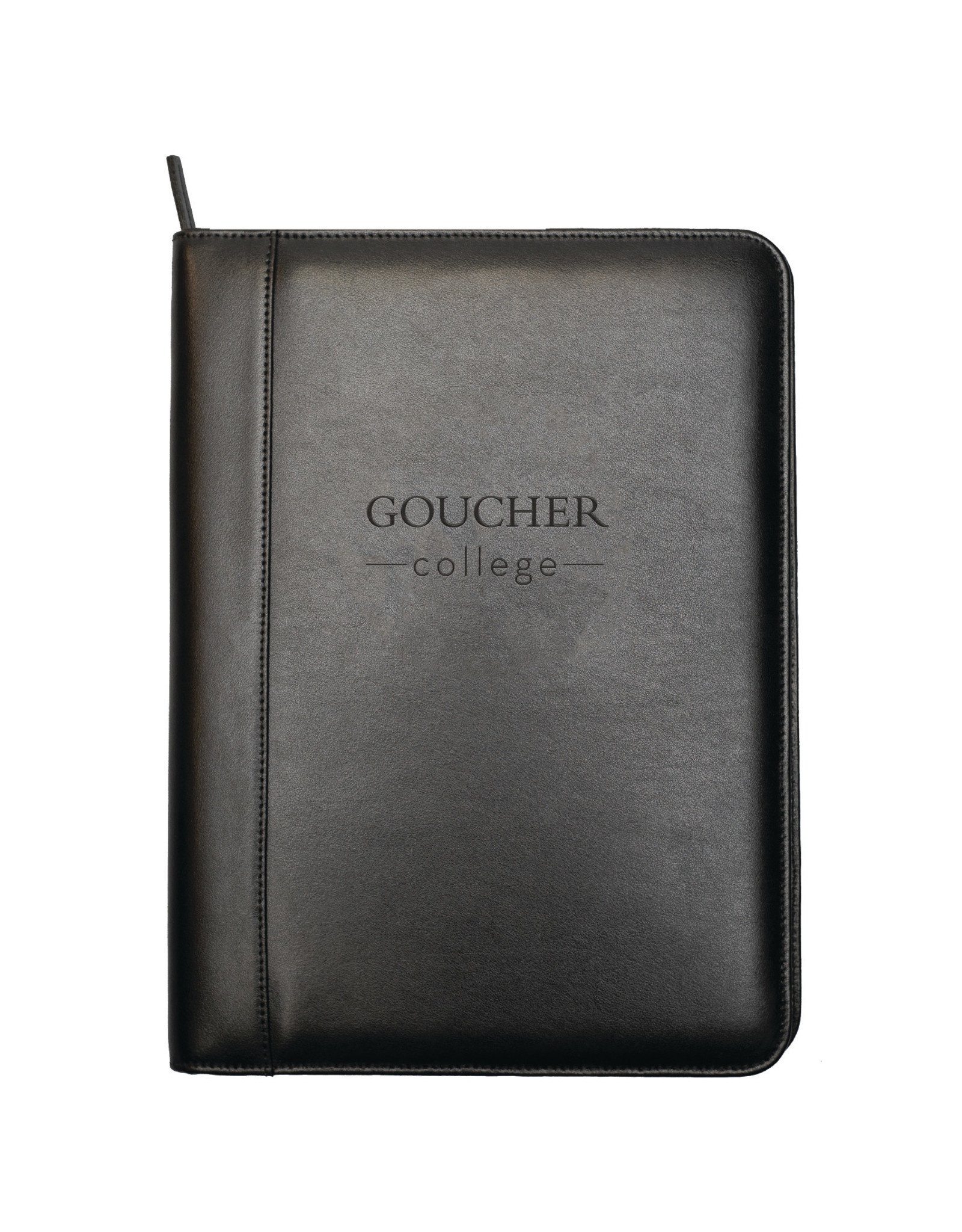 Jardine Westport Leather Zippered Padfolio "Goucher College" Black