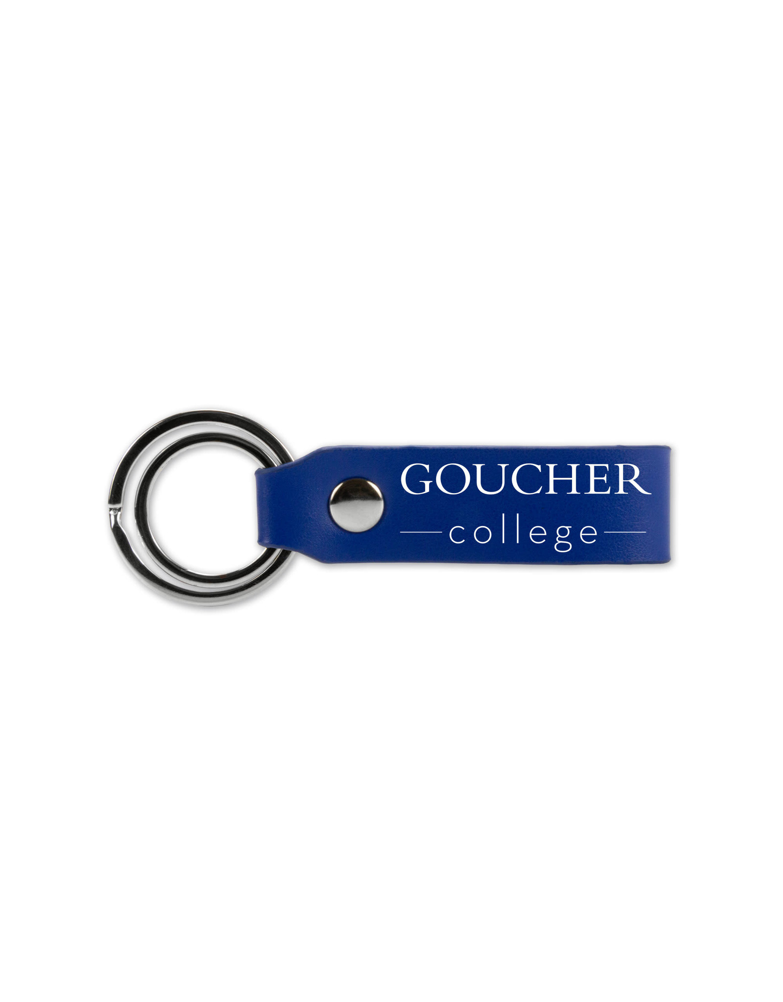 Jardine Laser Engraved Faux Leather Keychain "Goucher College" Royal