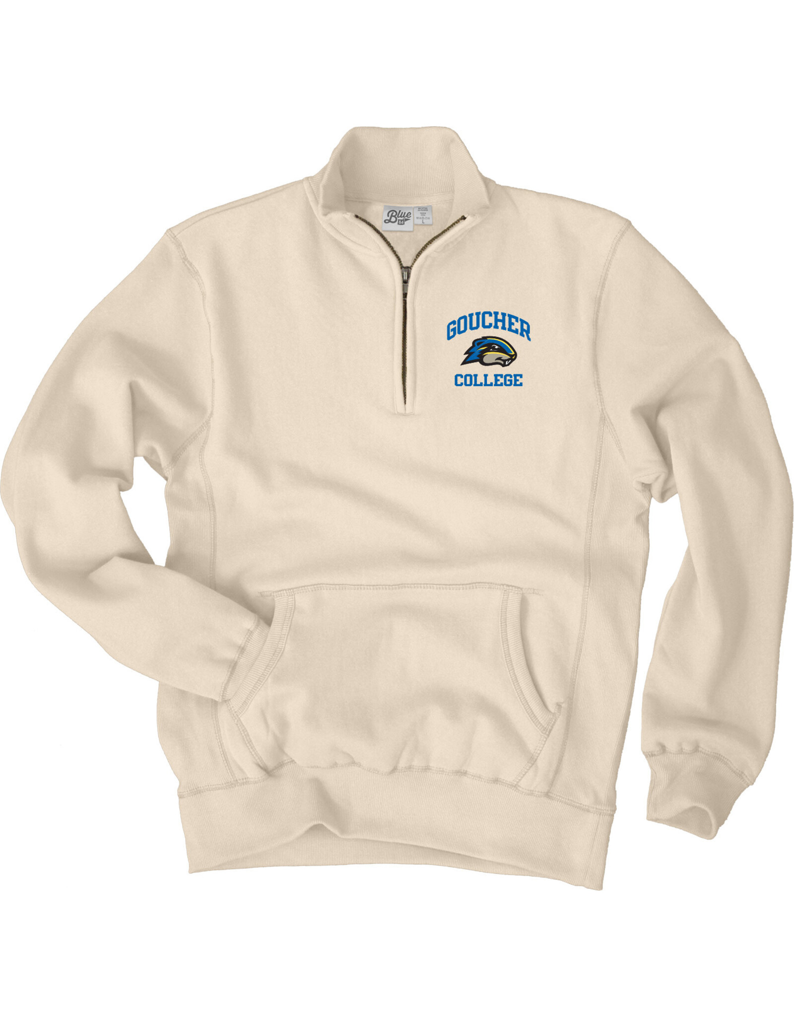 Blue84 Sanded Fleece 1/4 Zip Cadet "Goucher College w/ Gopher"