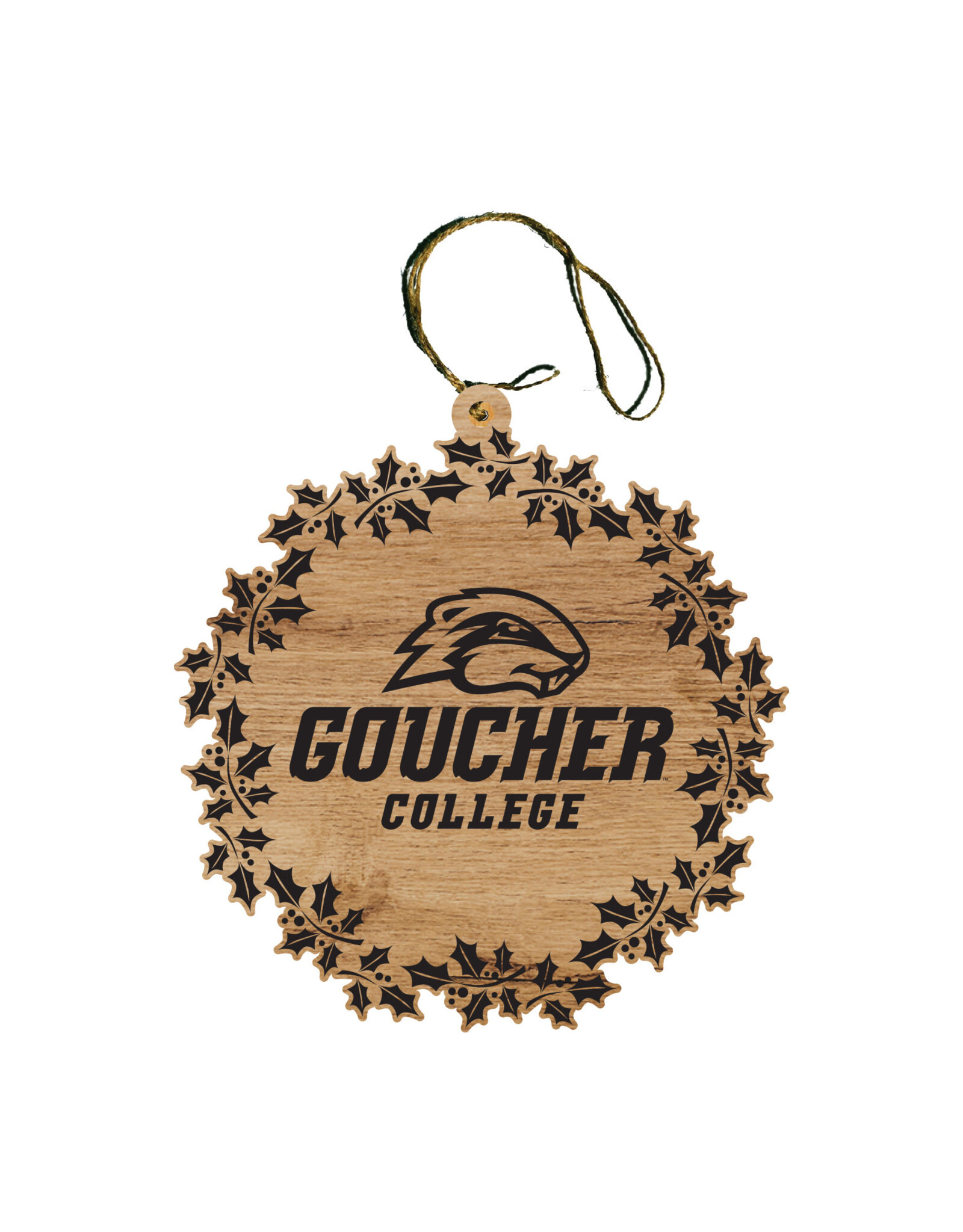 Jardine Wood Ornament "Goucher College w/ Gopher"