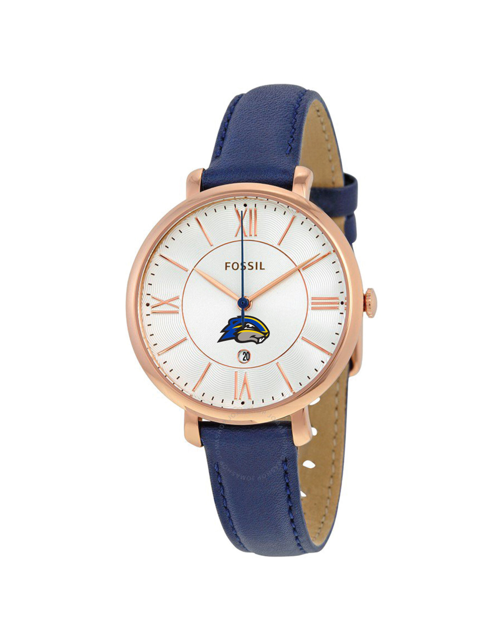 Fossil Women's Black Leather Wristwatch "Gopher" Rose Gold