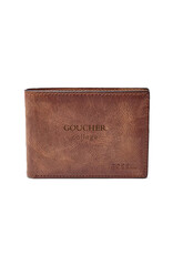 Fossil Derrick Front Pocket Bifold "Goucher College" Brown
