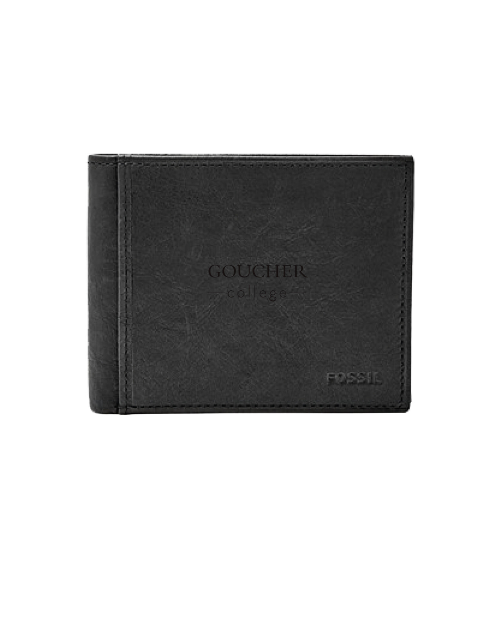 Fossil Ingram RFID Bifold with Flip ID "Goucher College" Black