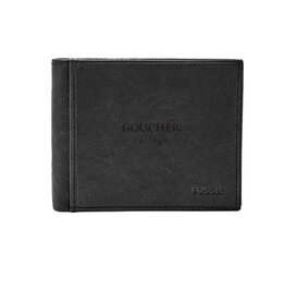 Fossil Ingram RFID Bifold with Flip ID "Goucher College" Black