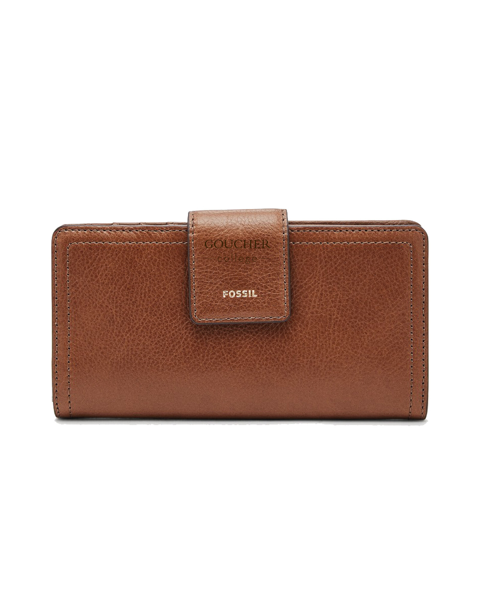 Fossil Logan RFID Tab Clutch "Goucher College" Brown
