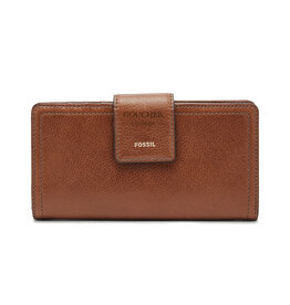 Fossil Logan RFID Tab Clutch "Goucher College" Brown