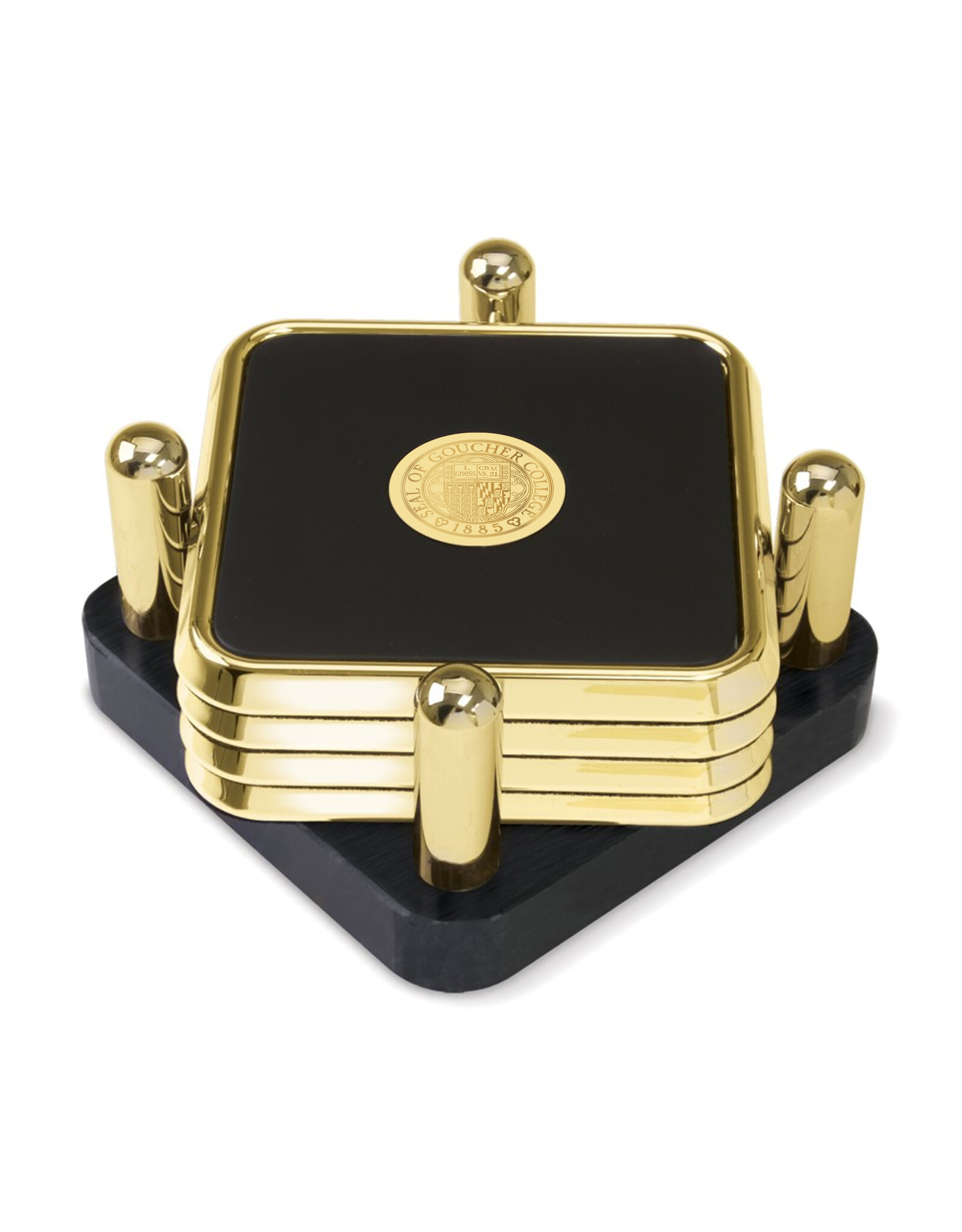 CSI Metal Tone Square Coaster "Seal Medallion" Set of 4