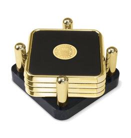 CSI Metal Tone Square Coaster "Seal Medallion" Set of 4
