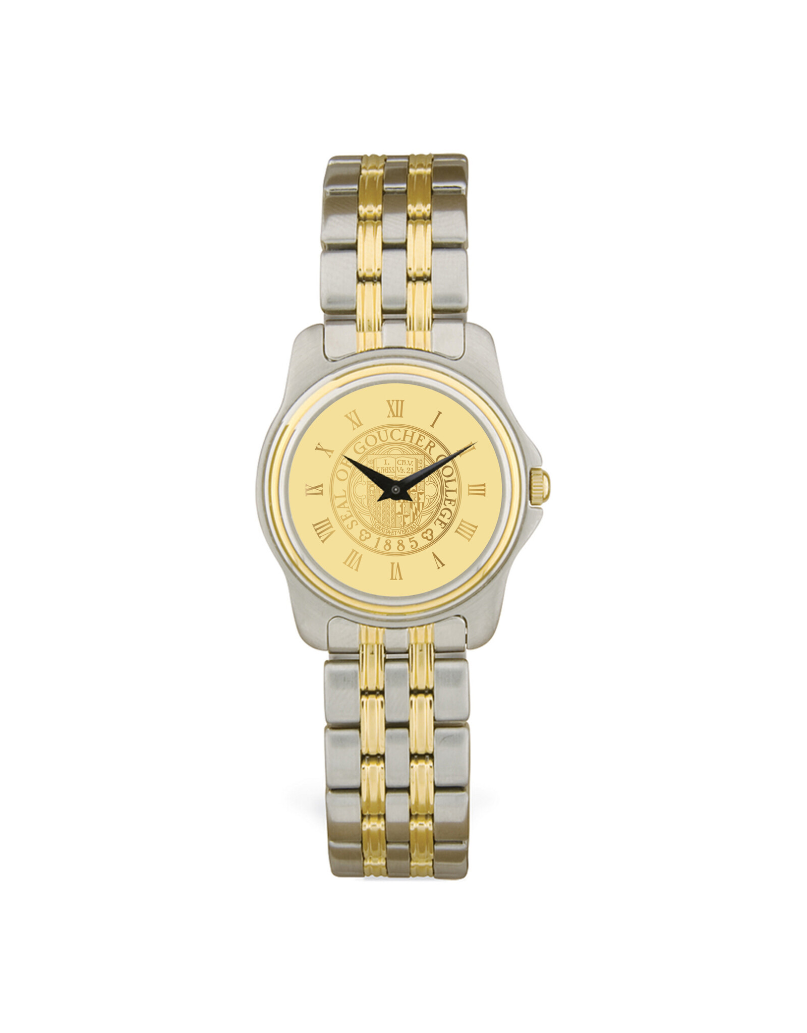 CSI Women's Two-Tone Link Bracelet Wristwatch "Seal Medallion" Gold