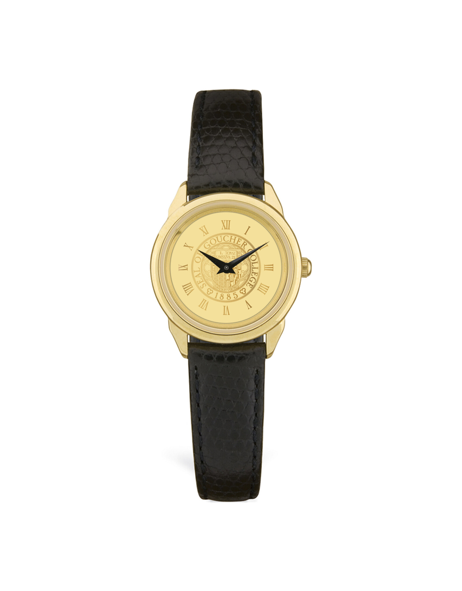CSI Women's Wristwatch "Seal Medallion" Gold/Black Leather
