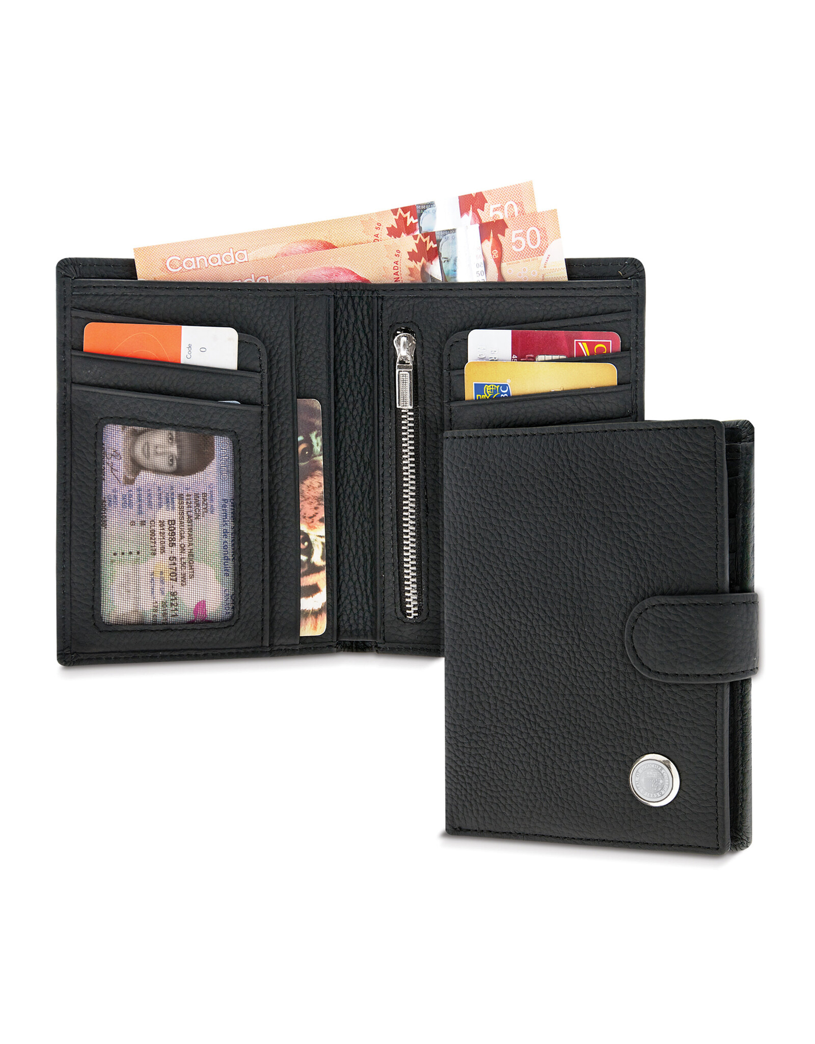CSI Ladies' Leather Billfold Wallet "Seal Medallion" Black