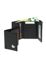 CSI Men's Leather Trifold Wallet "Seal Medallion" Black