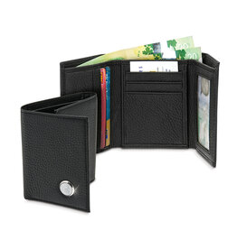 CSI Men's Leather Trifold Wallet "Seal Medallion" Black