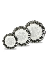 Campus Crystal Scrolled-Edge Silver Plated Chippendale Tray "Goucher Seal"