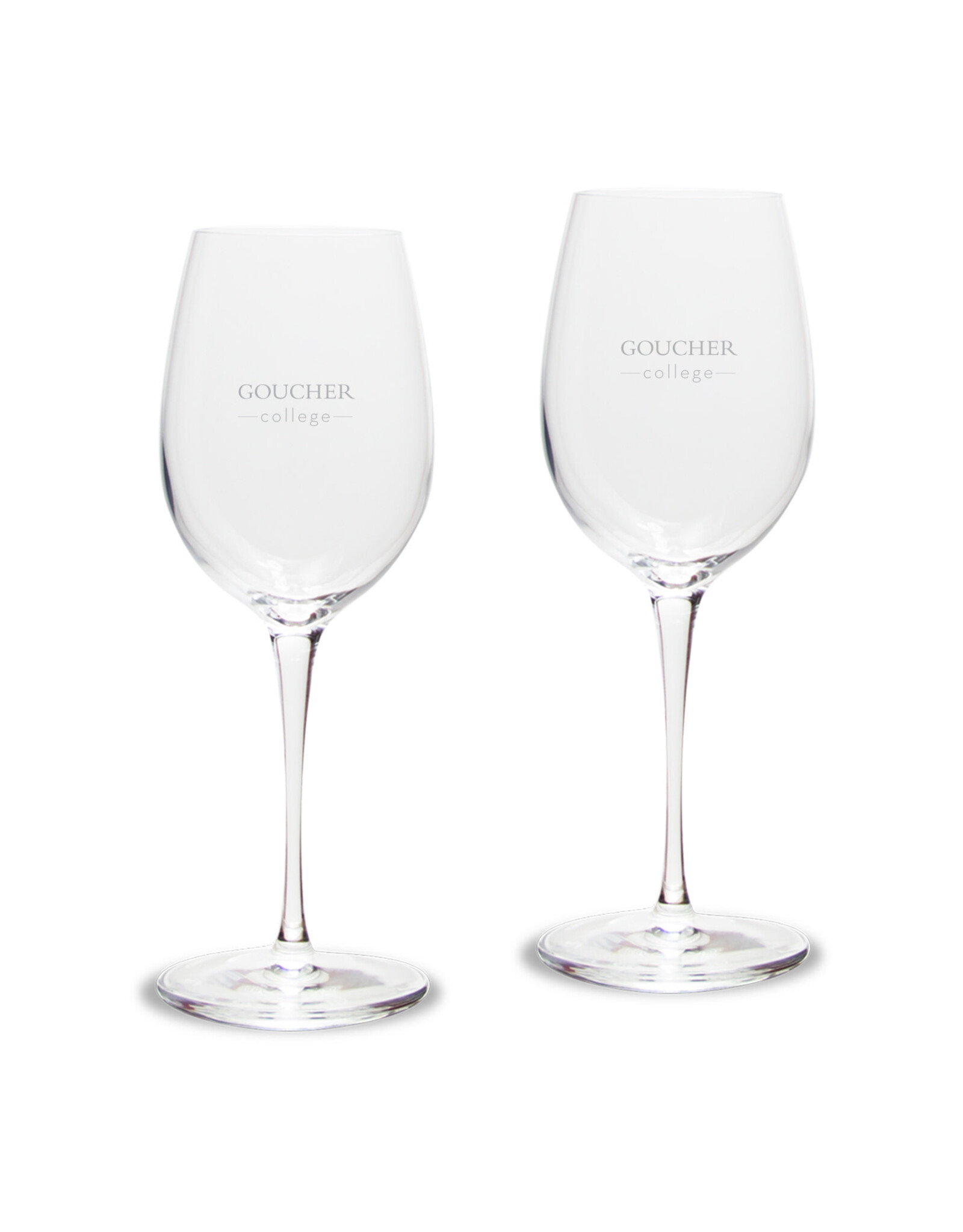 Campus Crystal 12oz Titanium White Wine Glass "Goucher College" 2-Pack