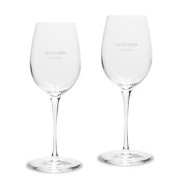 Campus Crystal 12oz Titanium White Wine Glass "Goucher College" 2-Pack