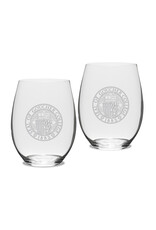 Campus Crystal Riedel Austrian Crystal 21oz Stemless Wine Glass "Goucher College" 2-Pack